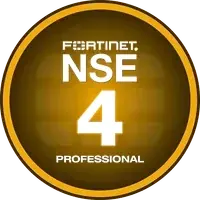 Sello de la certificación NSE 4 (Fortinet)
