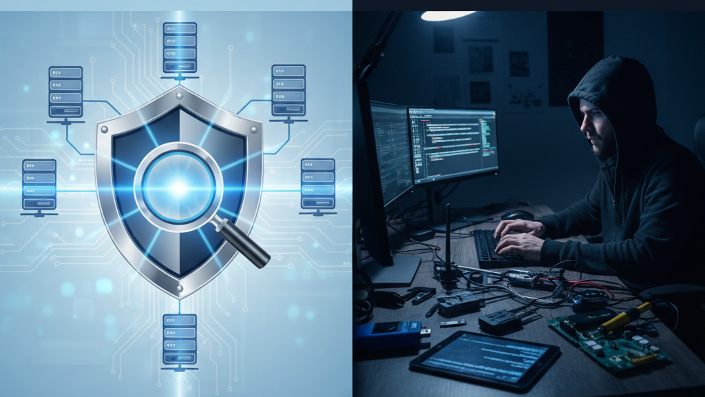 Escaneo vs Pentesting Imagen comparativa entre escaneo automático de vulnerabilidades y pentesting manual