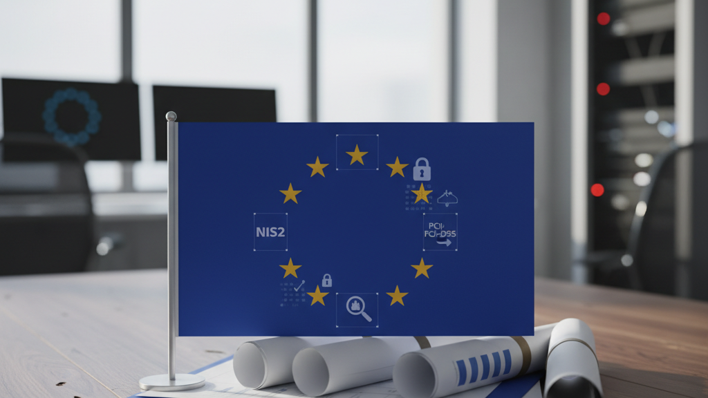 Normativas de Seguridad Europeas Imagen que representa normas europeas como NIS2, GDPR y la necesidad de pentesting en auditoría de ciberseguridad