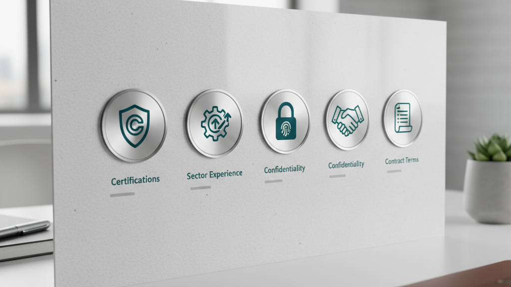 Seleccionar Proveedor Imagen que muestra criterios de selección de un proveedor de pentesting, como certificaciones y experiencia