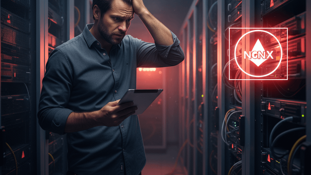 Imagen que ilustra la Vulnerabilidad crítica NGINX: millones de servidores en riesgo, mostrando servidores expuestos y señales de alerta para profesionales de seguridad