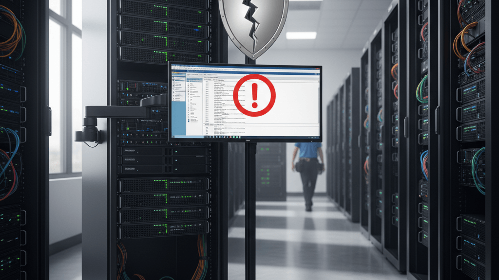 Imagen que muestra la vulnerabilidad Dell RecoverPoint CVE-2026-22769: tu VMware en riesgo crítico, con servidores Dell y consola VMware bajo alerta roja