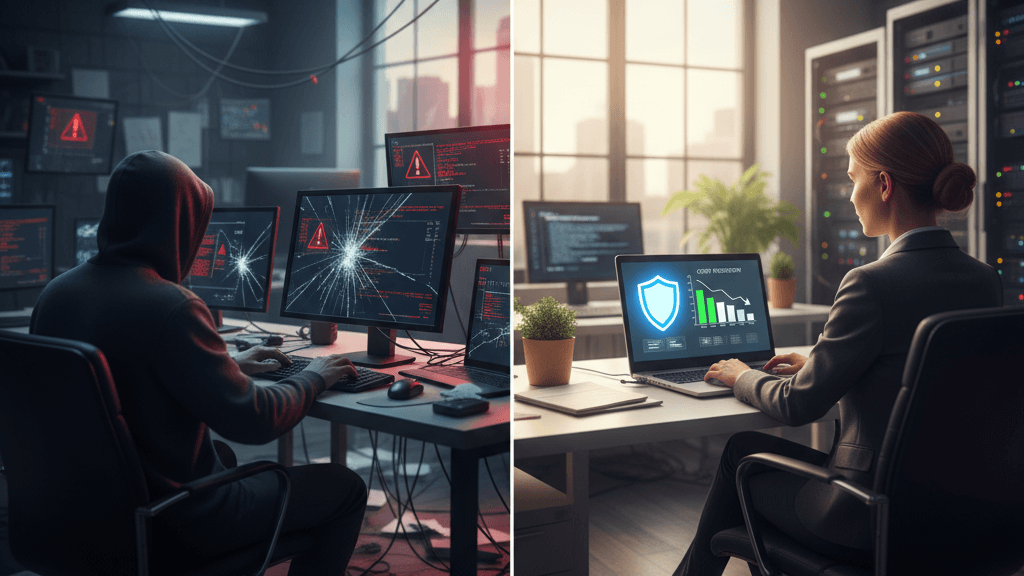 Imagen que ilustra cuánto cuesta un ciberataque vs el precio de prevenirlo, comparando visualmente los daños financieros y la inversión en seguridad para empresas.